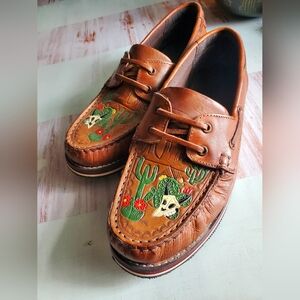 Beautiful, real leather boater flats, size 7